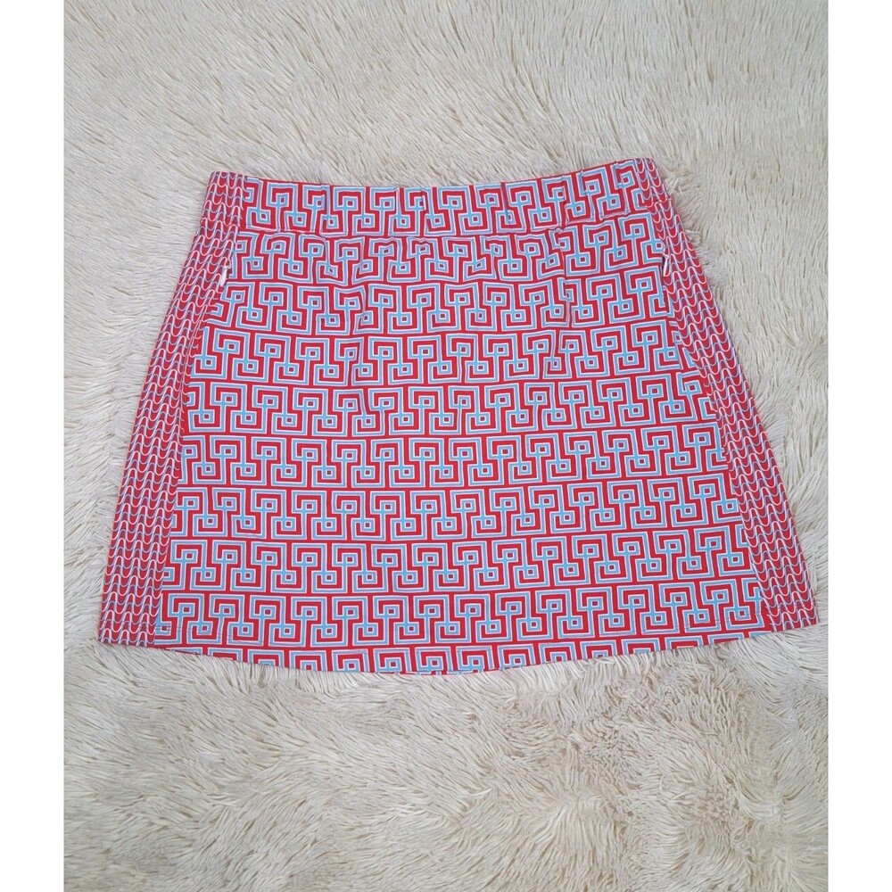 J. Mclaughlin Size M Skort Tennis Golf Zip Pockets Orange & Blue Nylon Stretch S